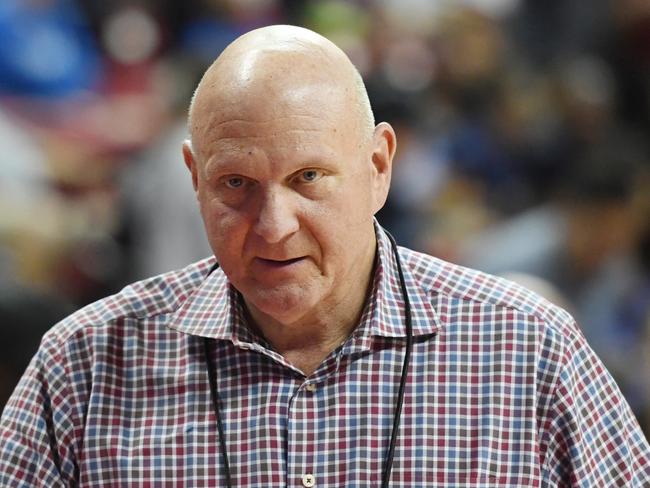 LAS VEGAS, NEVADA - JULY 07:  LA Clippers owner Steve Ballmer attends a game between the New York Knicks and the Phoenix Suns during the 2019 NBA Summer League at the Thomas & Mack Center on July 7, 2019 in Las Vegas, Nevada. NOTE TO USER: User expressly acknowledges and agrees that, by downloading and or using this photograph, User is consenting to the terms and conditions of the Getty Images License Agreement.  (Photo by Ethan Miller/Getty Images)