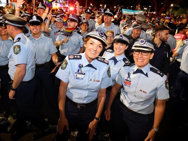 NSW Police Commissioner Karen Webb in uniform at the 2023 Sydney Mardi Gras Parade.