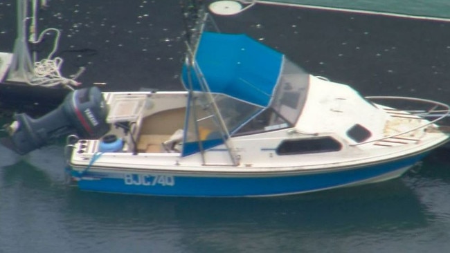 Mr Balange’s abandoned boat was discovered near Comboyuro Point on Monday. Picture: 9 News