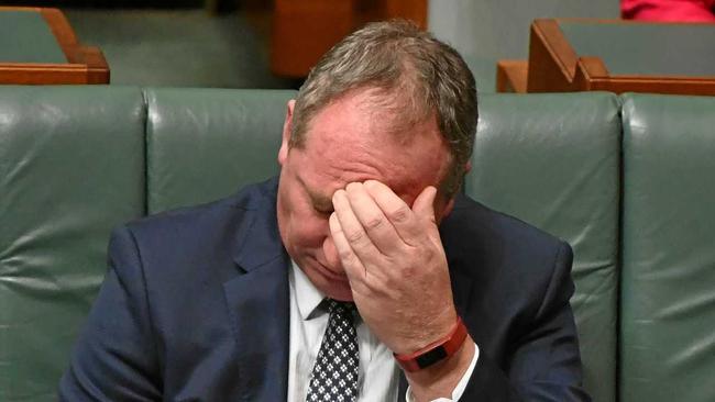 EMBATTLED: Former Deputy Prime Minister Barnaby Joyce during Question Time in the House of Representatives at Parliament House in Canberra in February. Picture: MICK TSIKAS