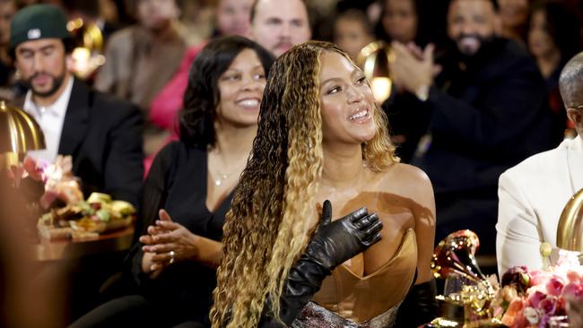 Beyonce is acknowledged at the Grammys. (Photo by Francis Specker/CBS via Getty Images)