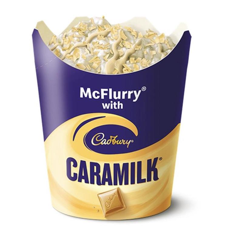 After weeks of speculation Macca’s confirmed there was a Caramilk McFlurry coming to restaurants. Picture: Supplied.