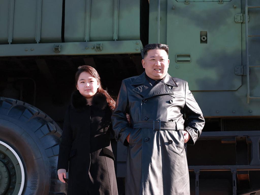 The daughter’s presence was meant to portray Hwasong-17 as “the protector of the future generation”, an expert says. Picture: KCNA VIA KNS / AFP.