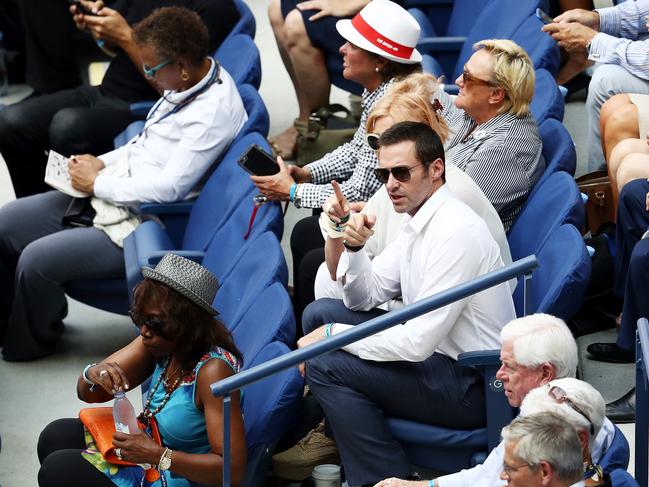 Hugh Jackman attends the Men’s Singles Semifinal Match between Novak Djokovic of Serbia and Gael Monfils of France on Day Twelve of the 2016 US Open at the USTA Billie Jean King National Tennis Center on September 9, 2016. Picture: Getty