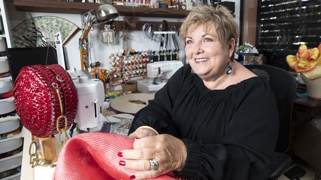 Milliner Maree Starkey is ready for the Melbourne Cup. Picture: AAP Image/Renae Droop.