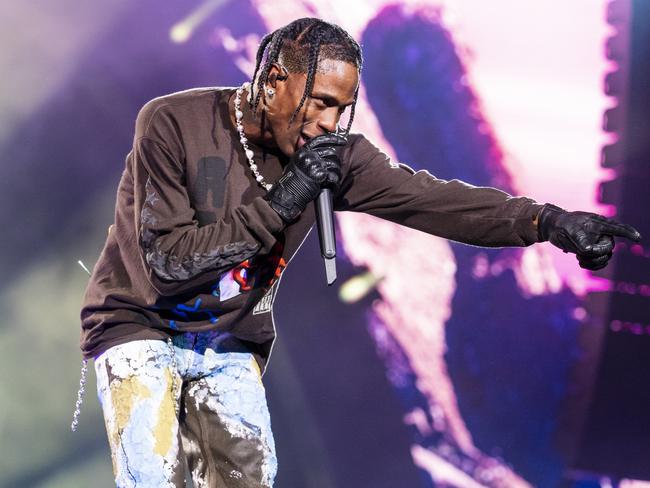 Travis Scott performs during the 2021 Astroworld Festival.