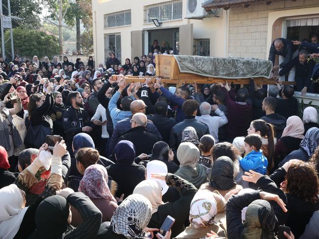  Aiia Maasarwe’s coffin is taken from her family hone to the mosque.  Picture: Ella Pellegrini