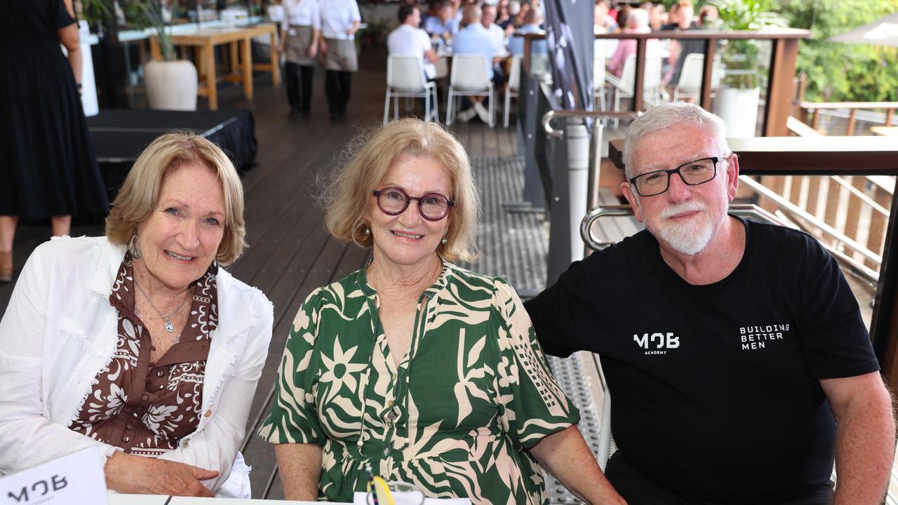 Jeoff Gillette, Marlyn Ferguson and Beverley Renai at the M.O.B Academy Charity Lunch Edgewater Dinner and Lounge Capri on Via Roma for Gold Coast at Large. Picture, Portia Large.