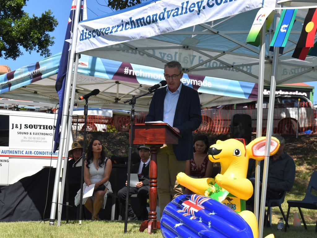 Page MP Kevin Hogan speaking at Richmond Valley Council's ceremony. (Credit: Adam Daunt)