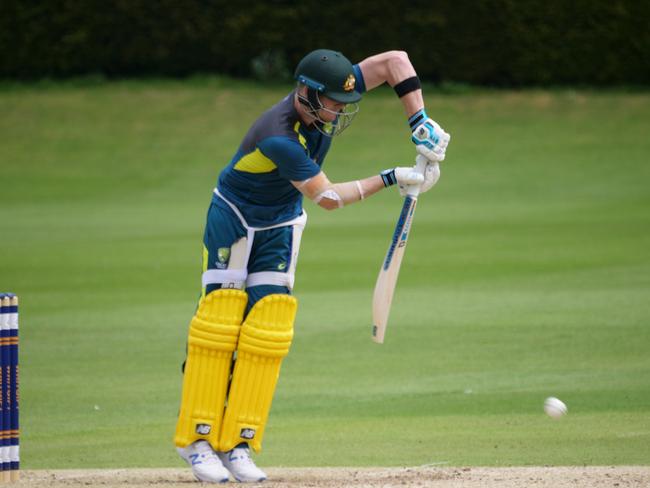 Steve Smith in action during a practice match in Croydon.