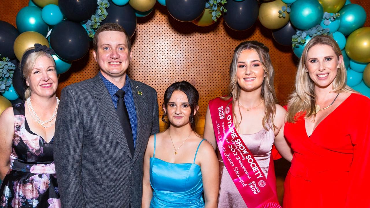 2022 Junior Showgirl Summer Lipke (second from the right) at the 2022 Gympie Show Ball. Photo: Contributed