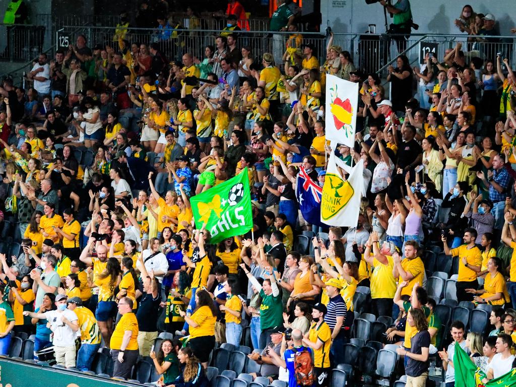 A record-breaking crowd attended the Matildas’ friendly against France. Picture: Emma Rothfield