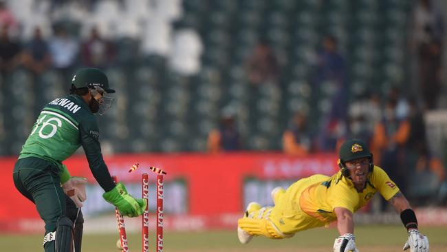 Ben McDermott posted a half-century before being run-out. Picture: AFP