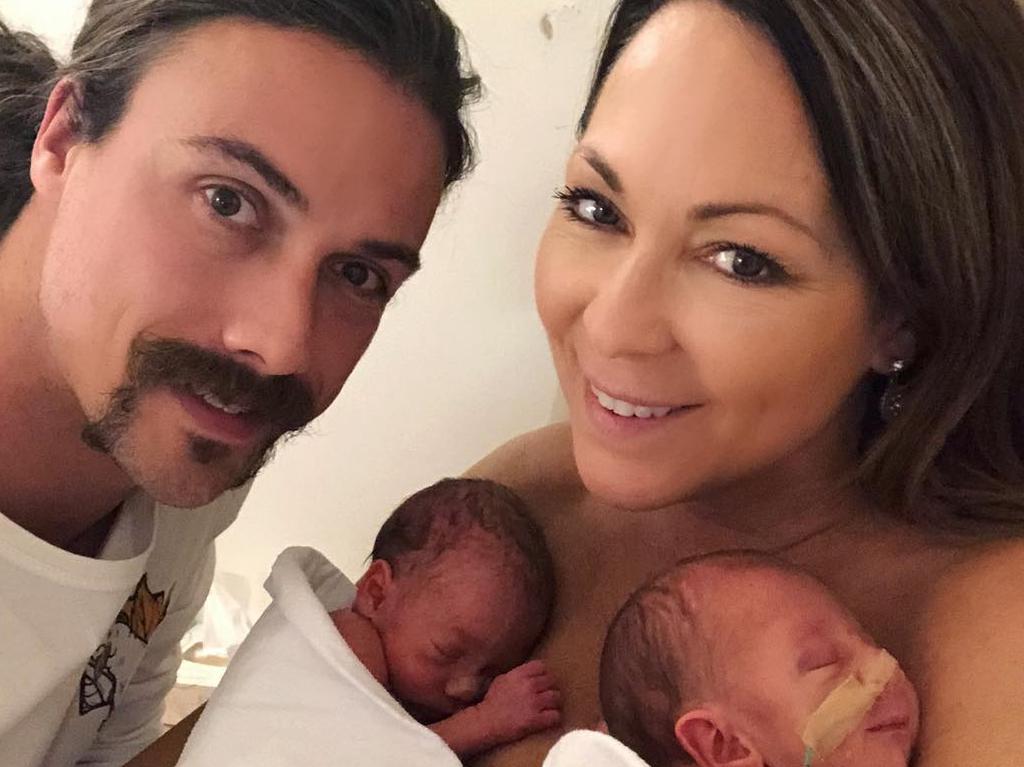 Tania and her partner Chris with their twins. Picture: Instagram