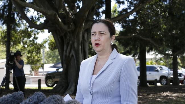 Annastacia Palaszczuk addresses the media on Monday. Photo Steve Pohlner