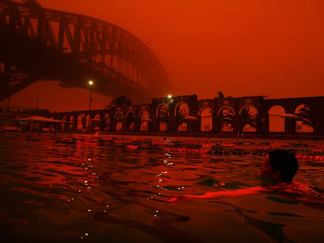 The red haze from a dust storm blanketed Sydney in 2009.