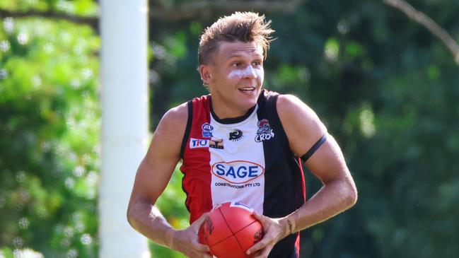 Brodie Lake playing for Southern Districts against St Mary's in Round 11 of the 2022-23 NTFL season. Picture: Celina Whan / AFLNT Media