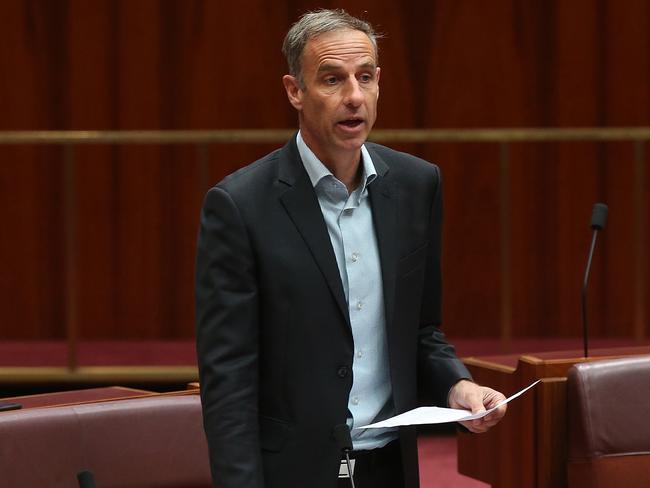 Senator Nick McKim during Question Time, in the Senate Chamber at Parliament House in Canberra. Picture Kym Smith