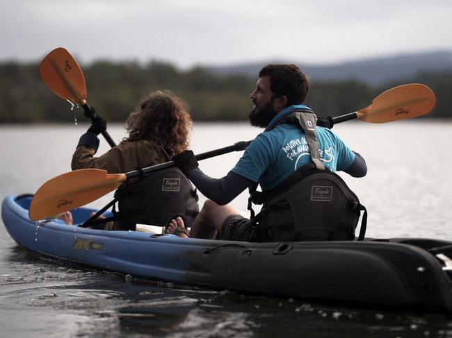 The Positive Change for Marine Life team in action running their weekly monitoring and mapping surveys of the Brunswick River. Picture: Positive Change for Marine Life