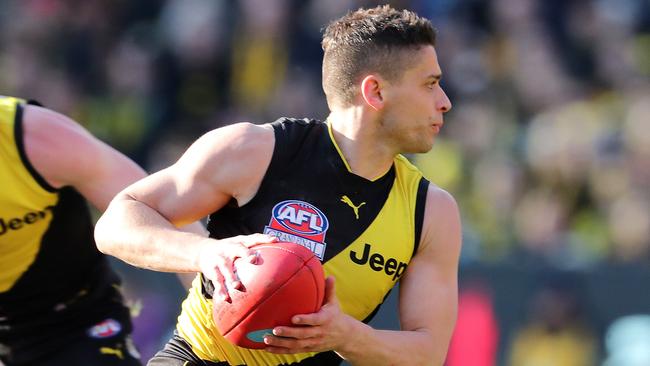 2019 AFL Grand Final. 28/09/2019.   Richmonds Dion Prestia    during the 2019 AFL Grand Final match between the Richmond Tigers and the GWS Giants at the MCG on September 28, 2019 in Melbourne, Australia. Picture: Michael Klein.