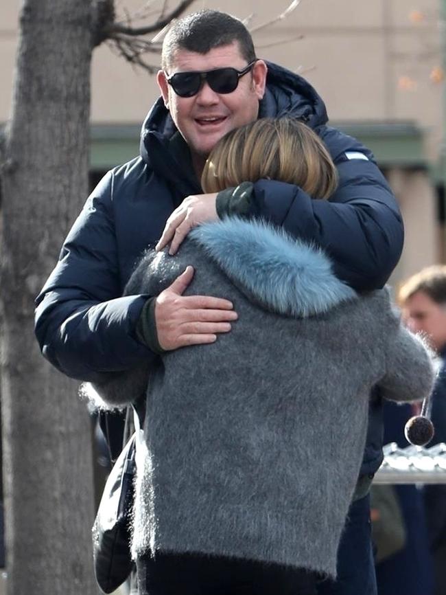 The casino billionaire shows some affection towards his girl. Picture: Backgrid