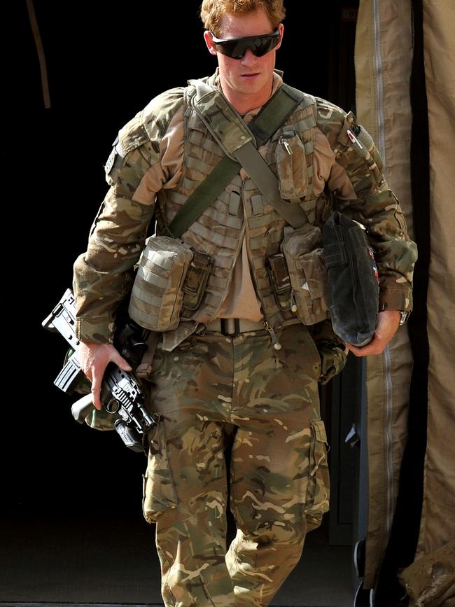 Prince Harry in 2012 in Afghanistan where he was a helicopter gunner. Picture: AFP Photo