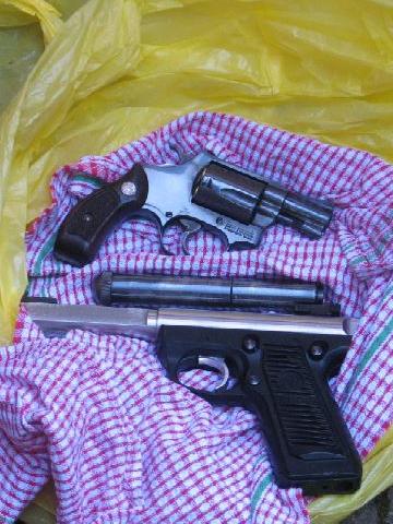 Guns found buried in the garden of Barbaro’s Carlton flat. Picture: Australian Federal Police.