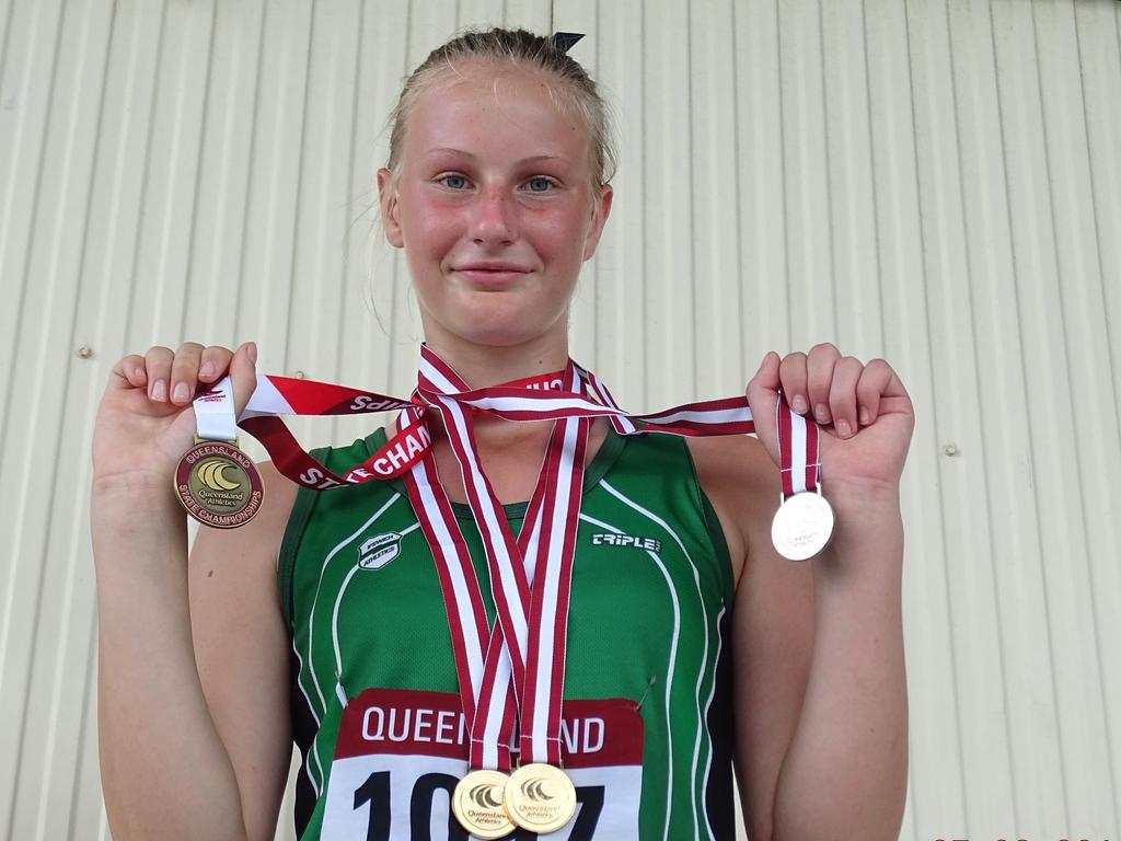 Jessica Rowe at the Queensland Junior Track and Field Championships.