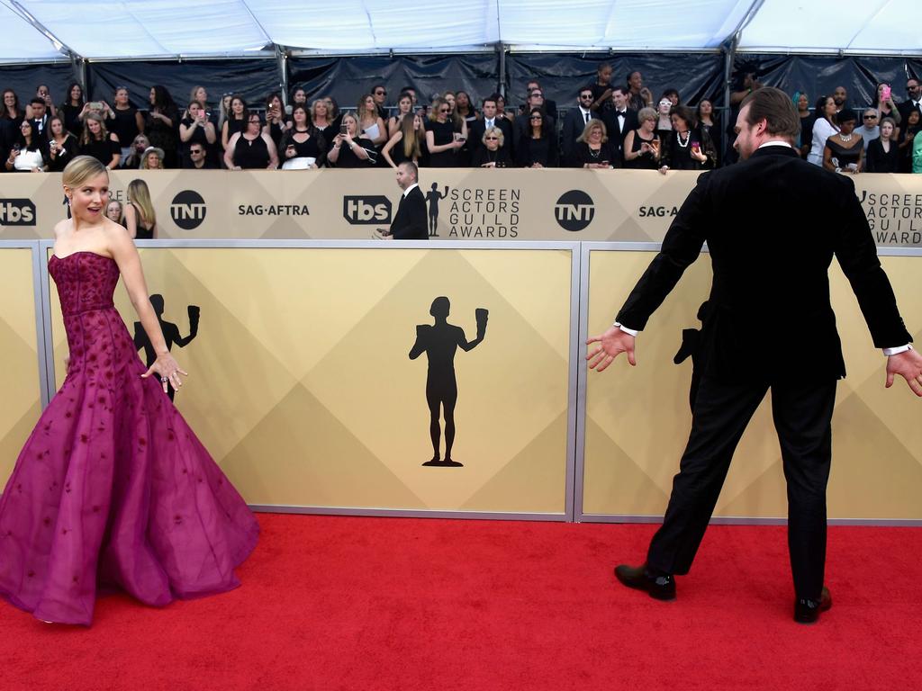 Host Kristen Bell aND David Harbour attend the 24th Annual Screen Actors Guild Awards at The Shrine Auditorium on January 21, 2018 in Los Angeles, California. Picture: Getty