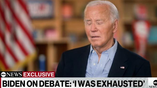 US President Joe Biden has claimed he performed poorly at a recent debate because he was “feeling terrible” and had “a really bad cold”. Picture: ABC