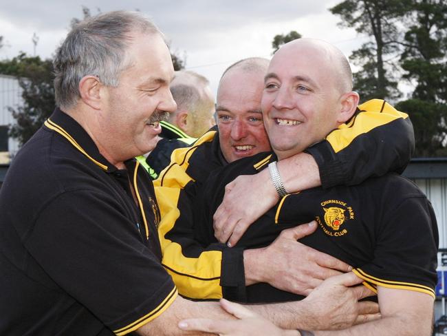 Jason De Graaf celebrates a premiership with Chirnside Park.