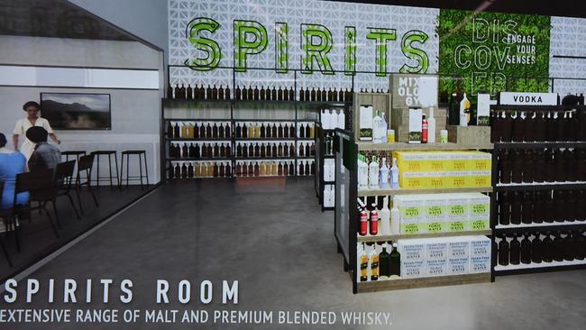 A concept design of the spirits room in Darwin’s Dan Murphy super store. Image: Endeavour Drinks.