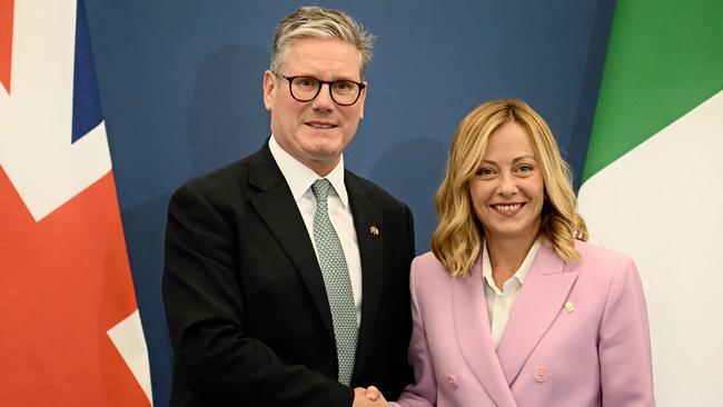 British Prime Minister Keir Starmer and Italian Prime Minister Giorgia Meloni. Picture: AFP.