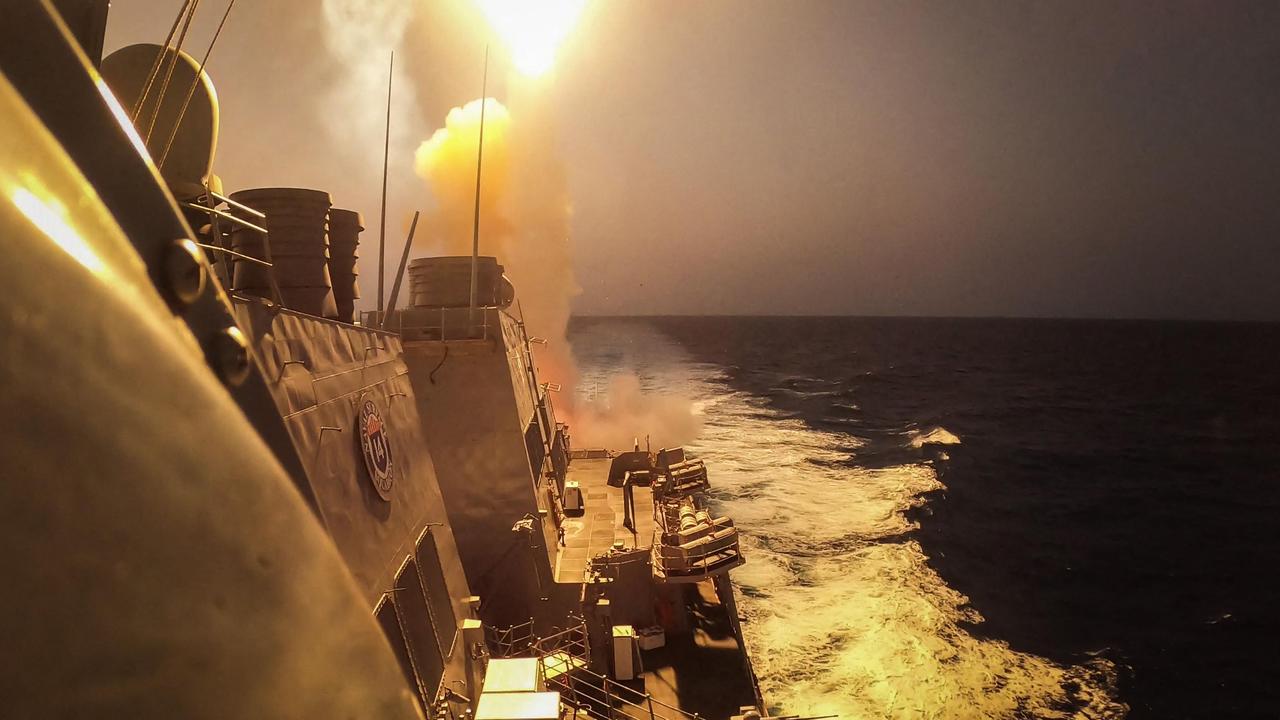 The USS Carney defeating Houthi missiles and drones. Picture: Aaron Lau/US Navy/AFP