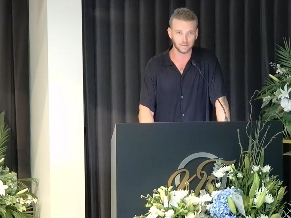 Ben Langtree, Malcolm 'Andy' Langtree's younger son, speaks at his father's funeral service.