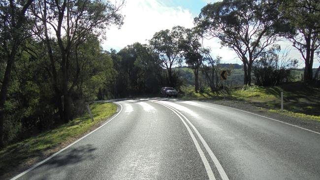 The bend on Kangaroo Ground-Warrandyte Rd where a motorcyclist lost control on July 6.