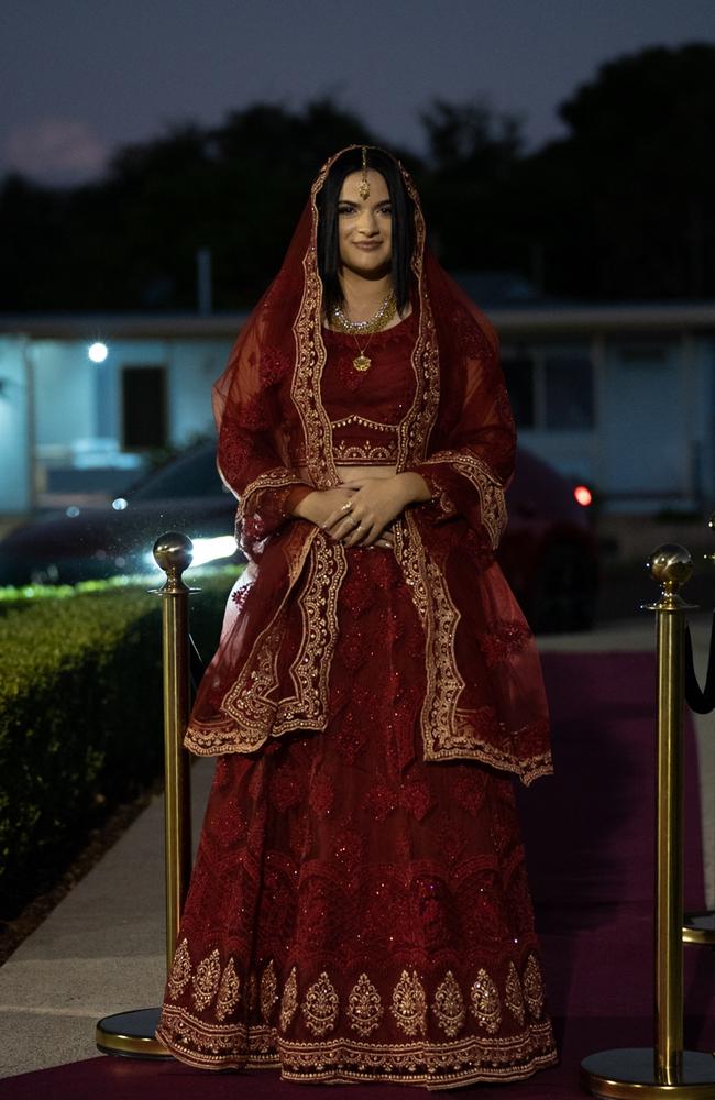 Jasmine Robinson, graduating class of 2023, arrives at St Patrick’s Formal on Friday, May 5, 2023. Gympie, Queensland. Picture: Christine Schindler