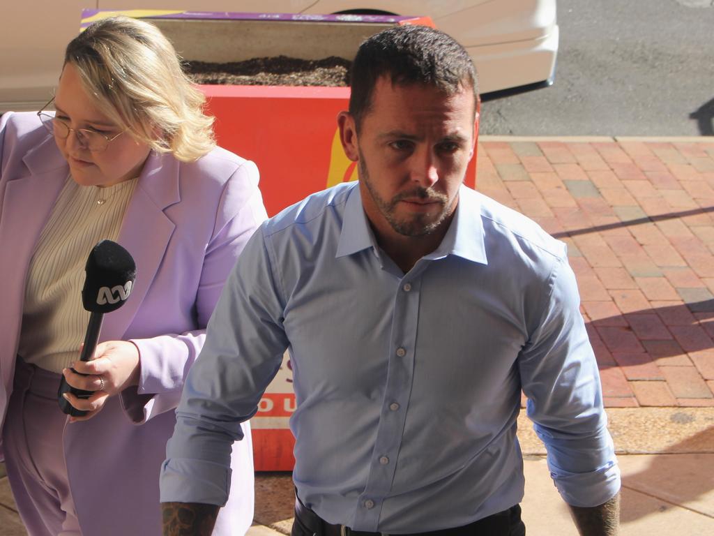 Former NT Police constable Zach Rolfe arrives at the Alice Springs Local Court on Monday. Picture: Jason Walls