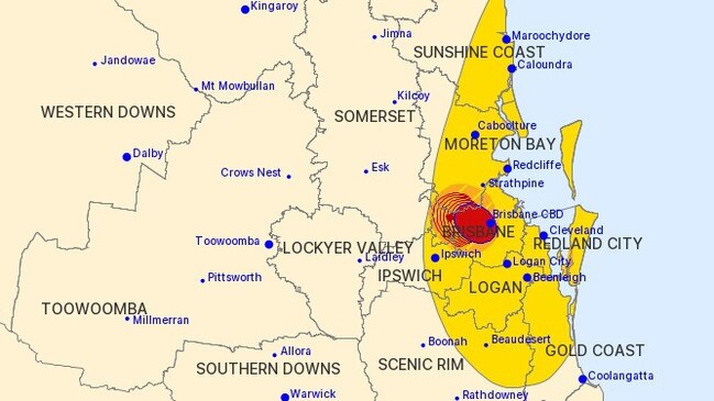 The storm cell as graphed by the Bureau at 3.12pm.