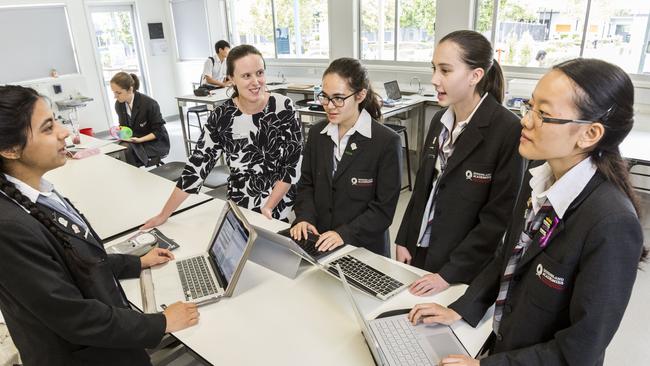 Queensland Academies science, mathematics &amp; Technology students. Residents are concerned at plans to add Years 7-9 to the campus. Picture: Glenn Hunt/The Australian