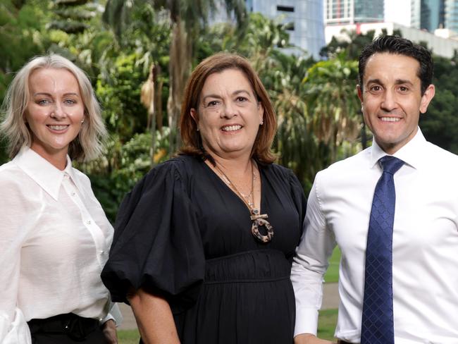 L to R, Rebecca Young - Redlands, Natalie Marr - Thuringowa, David Crisafulli, Yolande Entsch - Cairns, they are the party's first three candidates for the 2024 Queensland state election, Brisbane City Botanic Gardens, on Saturday 25th March 2023 - Photo Steve Pohlner