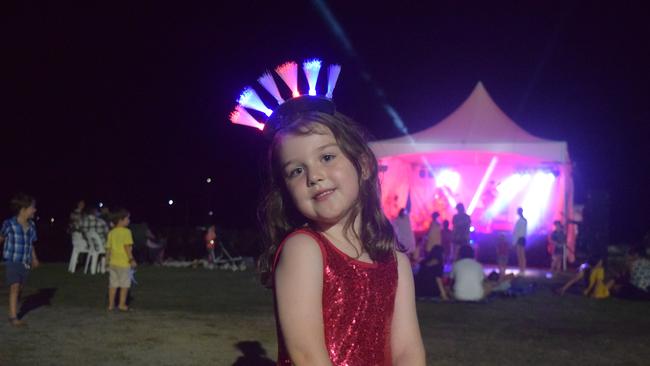 Lucy Mayberry, 6, from Airlie Beach celebrated New Year at the Whitsunday Sailing Club last year. Picture: Laura Thomas