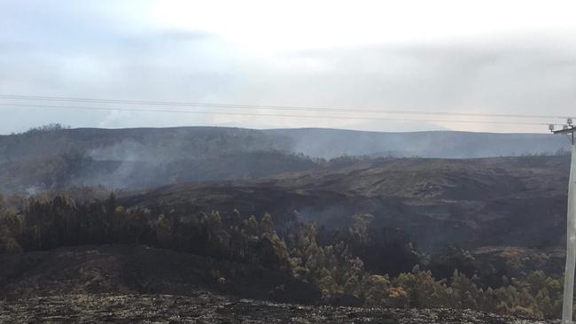 Photos of burnt bushland around Zeehan after the fire. READER’S PICTURE: DAWN WRIGHT