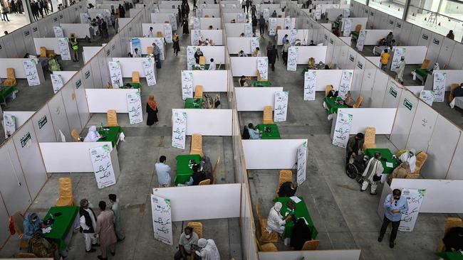 Senior citizens receive doses of the Sinopharm vaccine in Lahore, Pakistan, last week. Picture: AFP