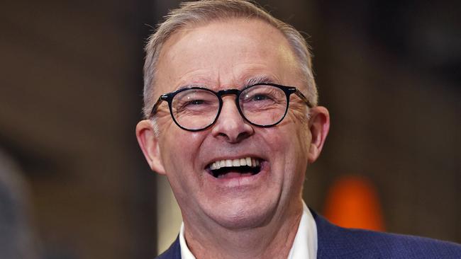 10/5/22 FEDERAL ELECTION 2022. LABOR BUS TOUR.Anthony Albanese pictured talking to media in Box Hill today to announce a $2 billion promise to the Victorian government for future infrastructure.  Picture: Sam Ruttyn