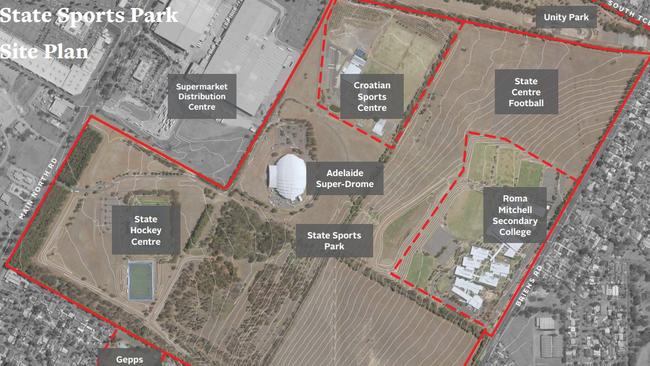 The former master plan for the State Sports Park, which has been dropped after SAPOL’s mounted unit moved there.. Picture: Supplied