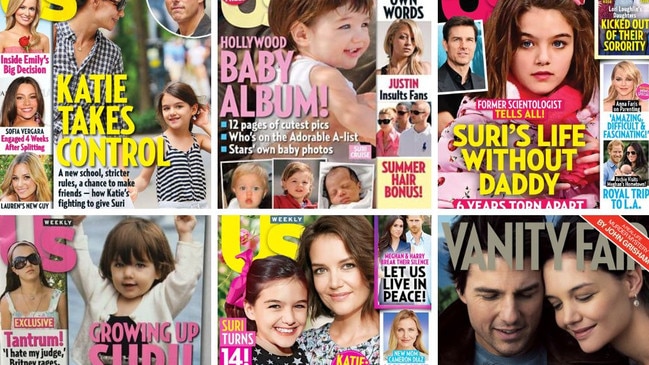 Suri Cruise has been in the press almost all of her life because of her famous parents. Picture: US Weekly, Vanity Fair.
