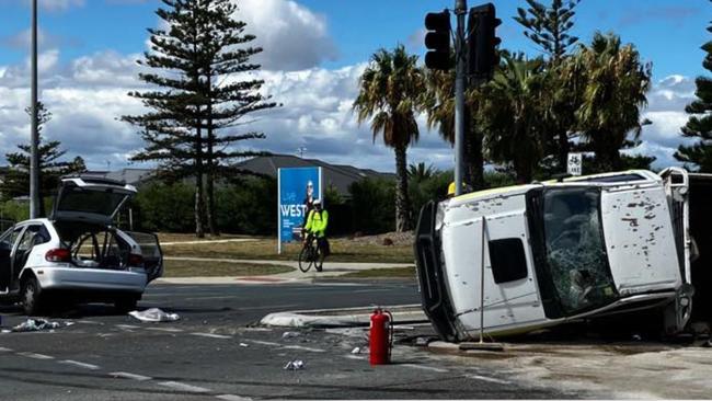 A multi-car crash at West Lakes Shore. Picture: 7NEWS