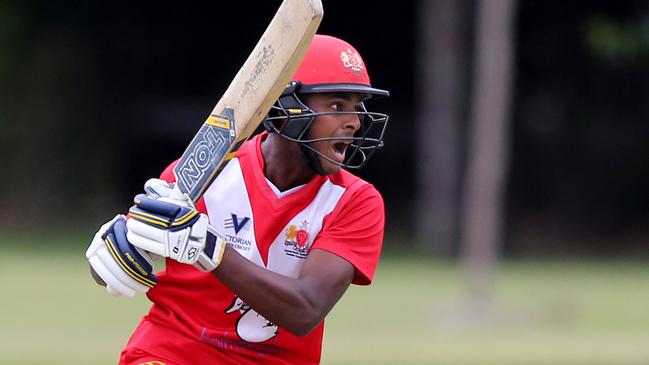 Casey South Melbourne batsman Ashley Chandrasinghe went pass the 600-run mark on Saturday. Picture: Mike Dugdale