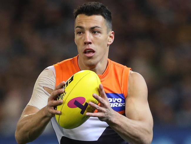 Giants Dylan Shiel during AFL Semi Final match between the GWS Giants v Collingwood at the MCG. Picture. Phil Hillyard